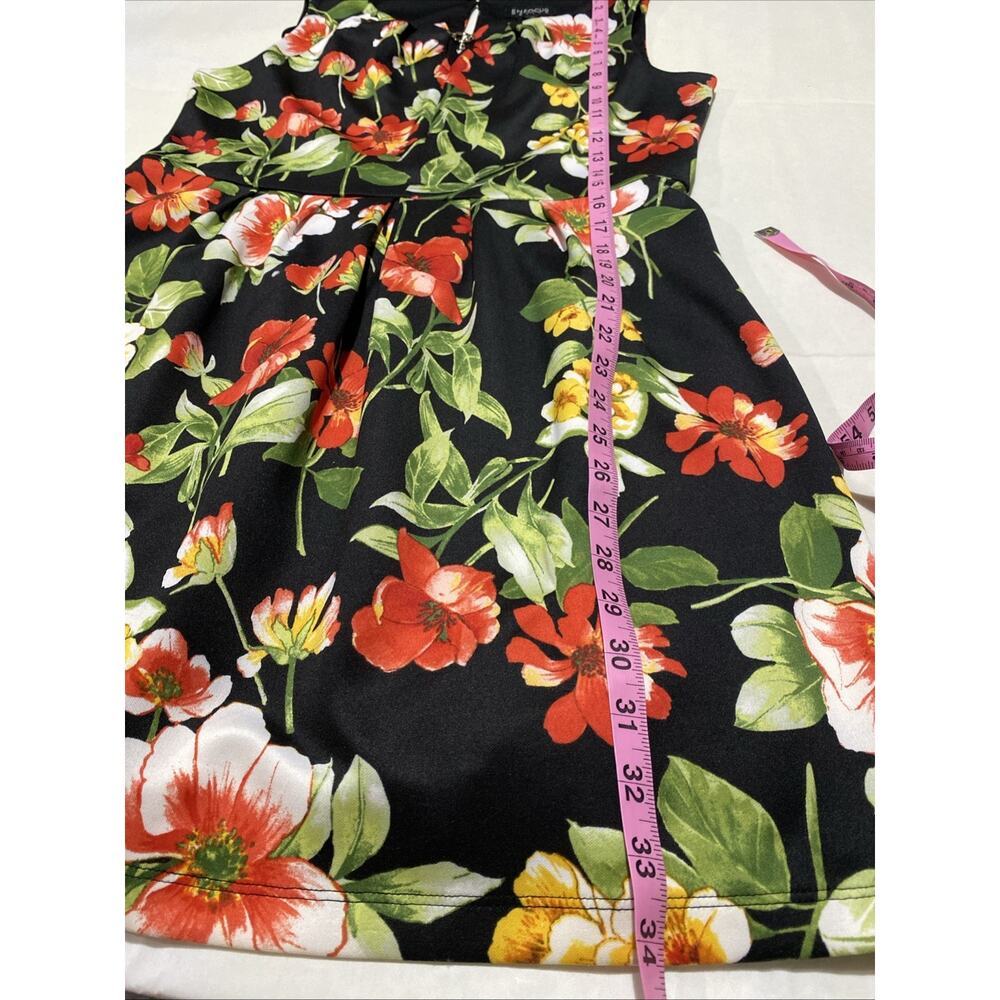 Enfocus Black Floral Fit & Flare Dress Sleeveless Women's Size 12P Summer Party - Picture 5 of 5